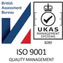 ISO 9001 certification mark: British Assessment Bureau, UKAS Management Systems 8289